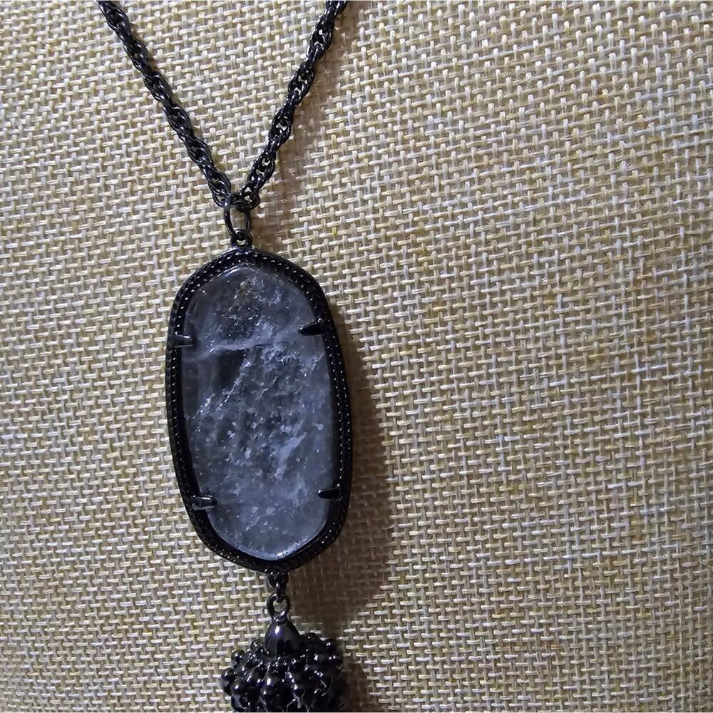 Kendra Scott Rose Gunmetal and Mirror Rock Rayne‎ long Tassel Necklace - Picture 9 of 9